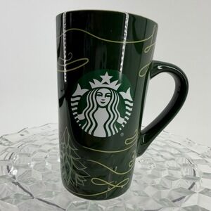 Starbucks Tall Mug Forest Green Christmas Tree Script Logo 16 oz 2020